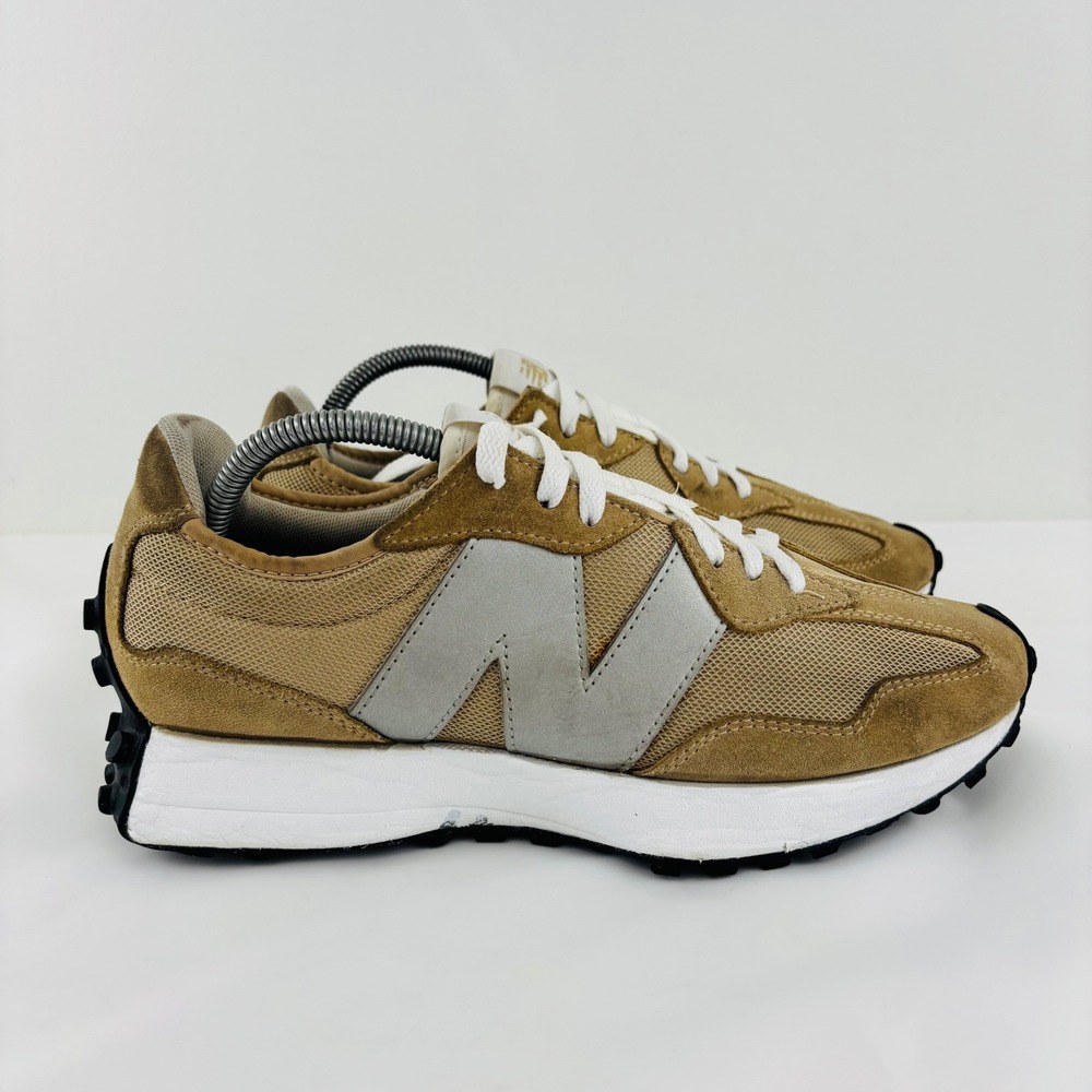 New Balance 327 Tan Beige Suede Mesh Running Sneakers MS327LC1 Mens Sz 9.5 - Picture 12 of 12